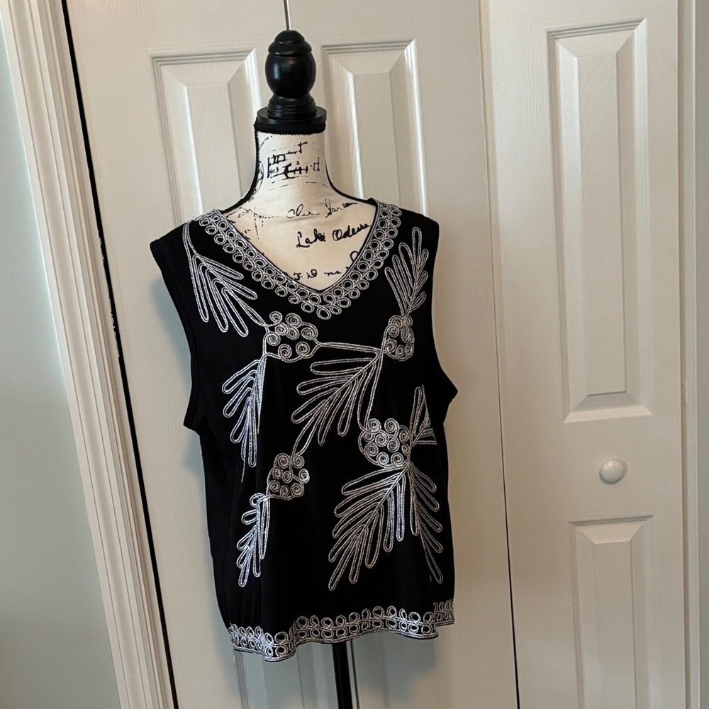 Lauren Michelle Black Top with Silver Detail